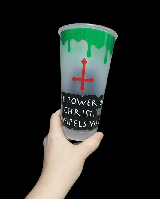 Exorcist themed cold cup