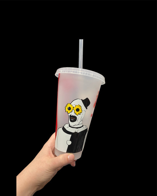 Sunflower Clown Clear Cold Coffee Cup