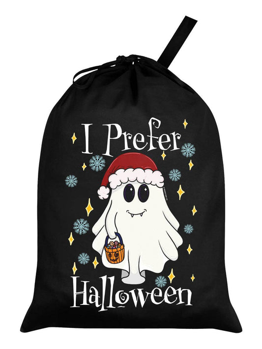 I Prefer Halloween Ghost Black Santa Sack